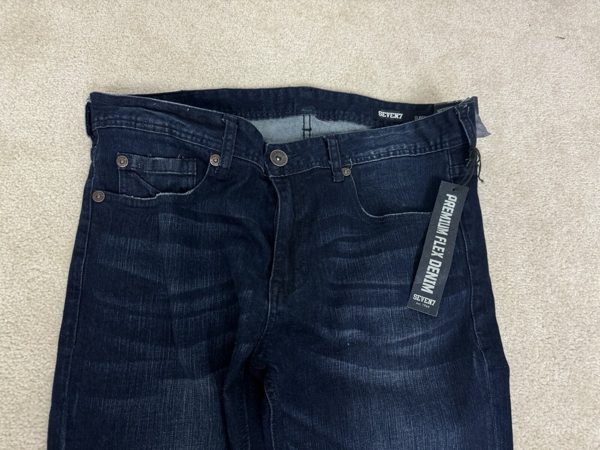 Seven7 Jeans Mens 32 Blue Denim Cotton Straight Leg Super Slim 32