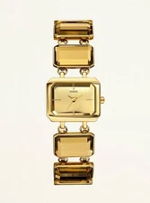 New Authentic Guess u14505l1  rectangular gold-tone  DAZZLING BRILLIANCE WATCH 