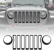 9X Front Grille Grill Inserts & Headlight Covers Trim for Jeep wrangler JL 18+