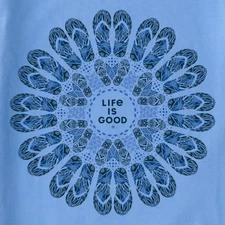 NWT Women's Life is Good Flip Flop Mandala Blue SS Crusher Vee