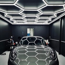 Hexagon LED Lighting Car Detail Garage Workshop Retail Light Honeycomb 8x16ft