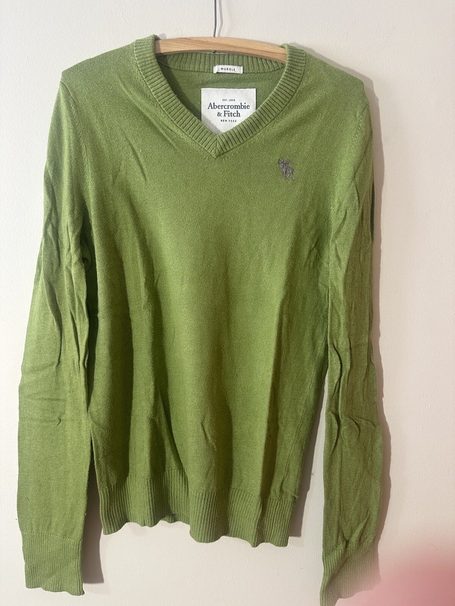 廃盤新品未使用Abercrombie & Fitch GREEN Abercrombie & Fitch Mens Small Olive Green V-neck Sweater | eBay