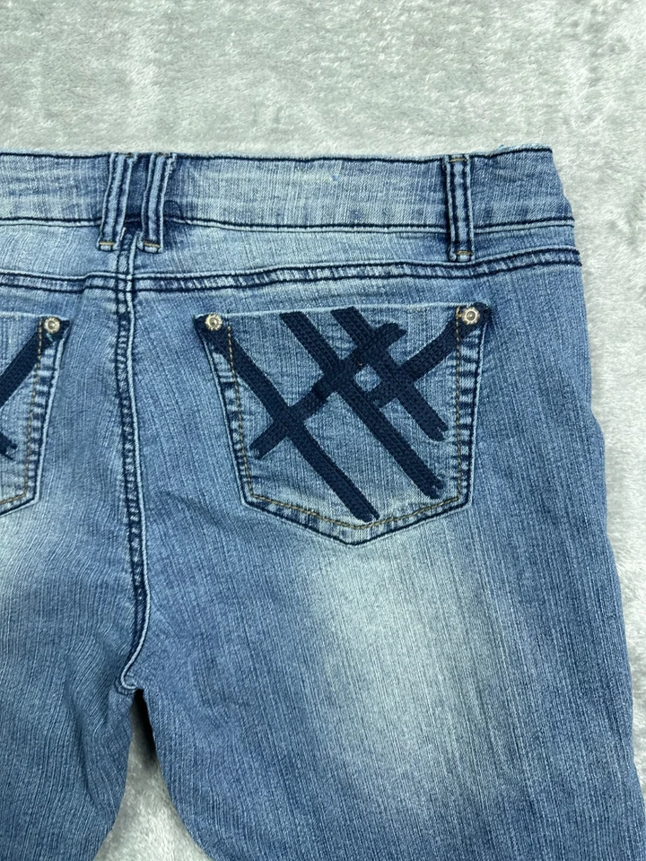 Bermuda jeans feminina 36 jeans júnior 13 Rue21 azul jeans desgastado 36x16 - Imagem 4 de 4