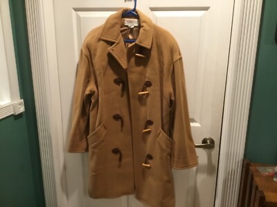 Talbots Wool Coat Jacket Peacoat Trench Size 10 Tan Camel Toggle EX!!