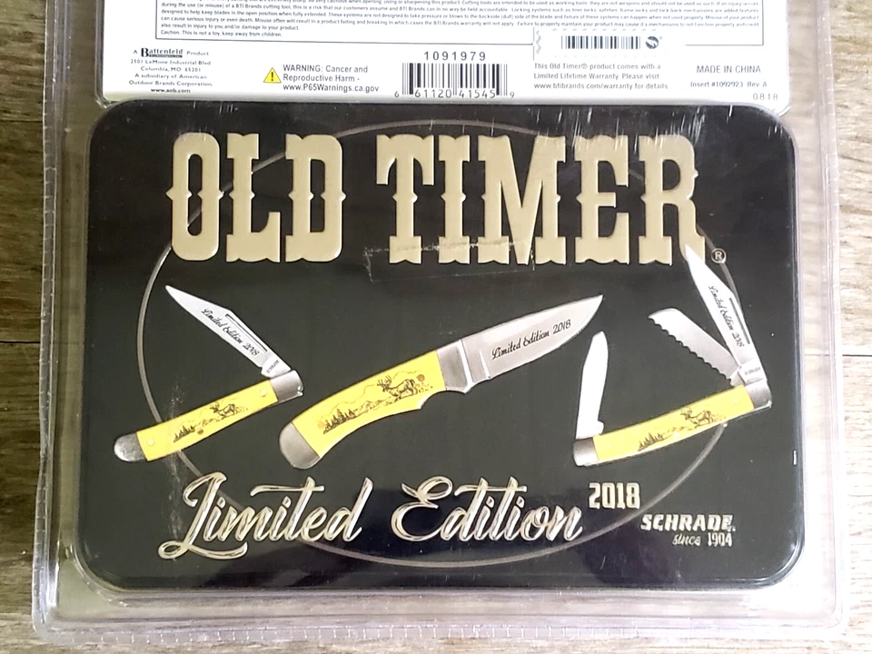 Juego de 3 cuchillos Uncle Henry Schrade edición limitada 2018 nuevo sellado con caja de hojalata Foto 2 de 2