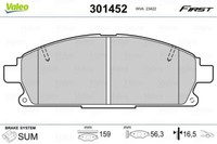 Valeo 301452 Bremsbelagsatz, Scheibenbremse Passend FüR Nissan