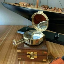Lot of 5 PCs Brass Nautical Collectible Maritime Brunton Compass With Wooden Box