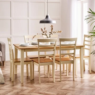 FURNITUREBOX UK Salcombe Large Rectangular Wooden Table & 6 Whitby Dining Chairs