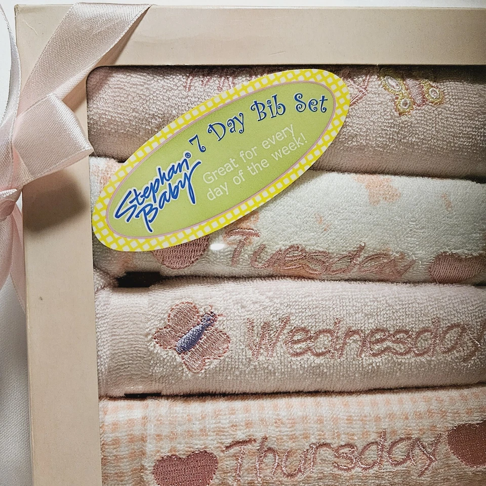 Stephan Baby Bib Pink Bib Set 7 Day In A Week For Baby Infant Girl Brand New — 第 4/4 张图片