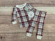 Baby Boy Burts Bee Baby Plaid PJ Set Size 0-3M NEW Organic Cotton