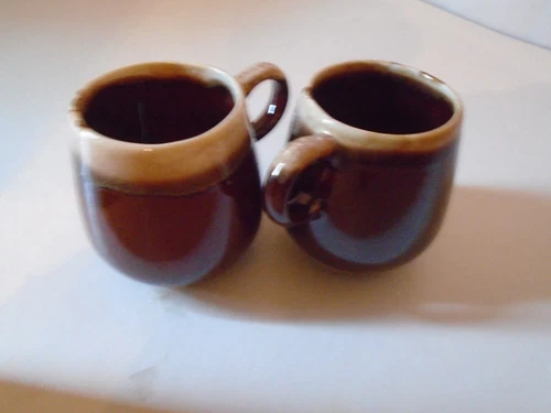 McCoy Pottery Brown Drip Glaze Coffee Mugs/ Cups-2 Vintage