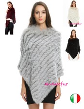 Poncho donna copri spalle mantella sciarpa pelliccia LAPIN TRICò fourrure FOX