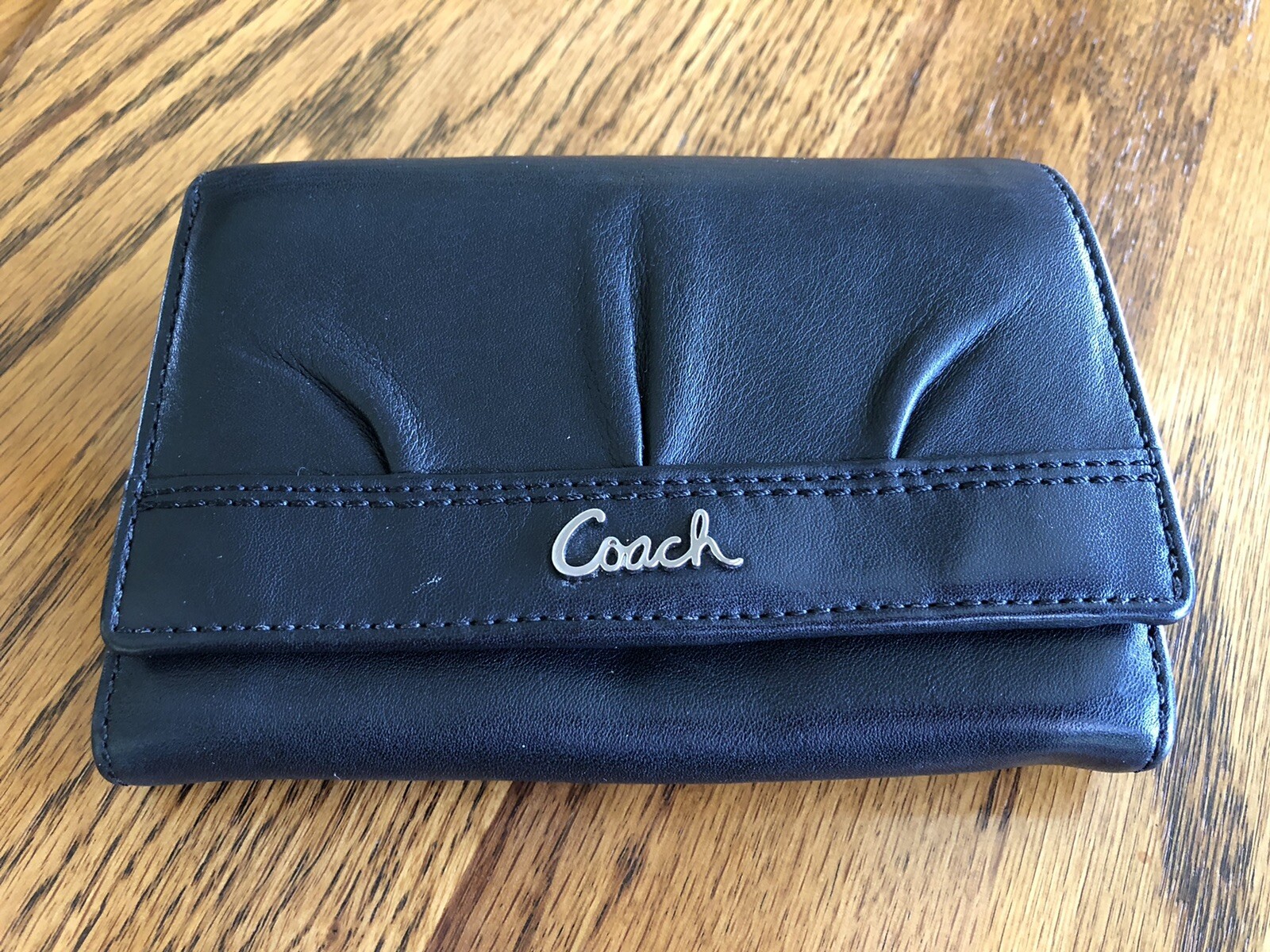 Coach Black Leather Signature Envelope Wallet Gem