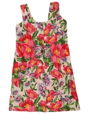 VINTAGE Womens Sleeveless Shirt Dress UK 14 Medium Multicoloured Floral CD07