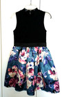 ZUNIE GIRL'S SLEEVELESS BLK BODICE/FLORAL SKIRT DRESS-12-WORN 1-CUTE — photo 1