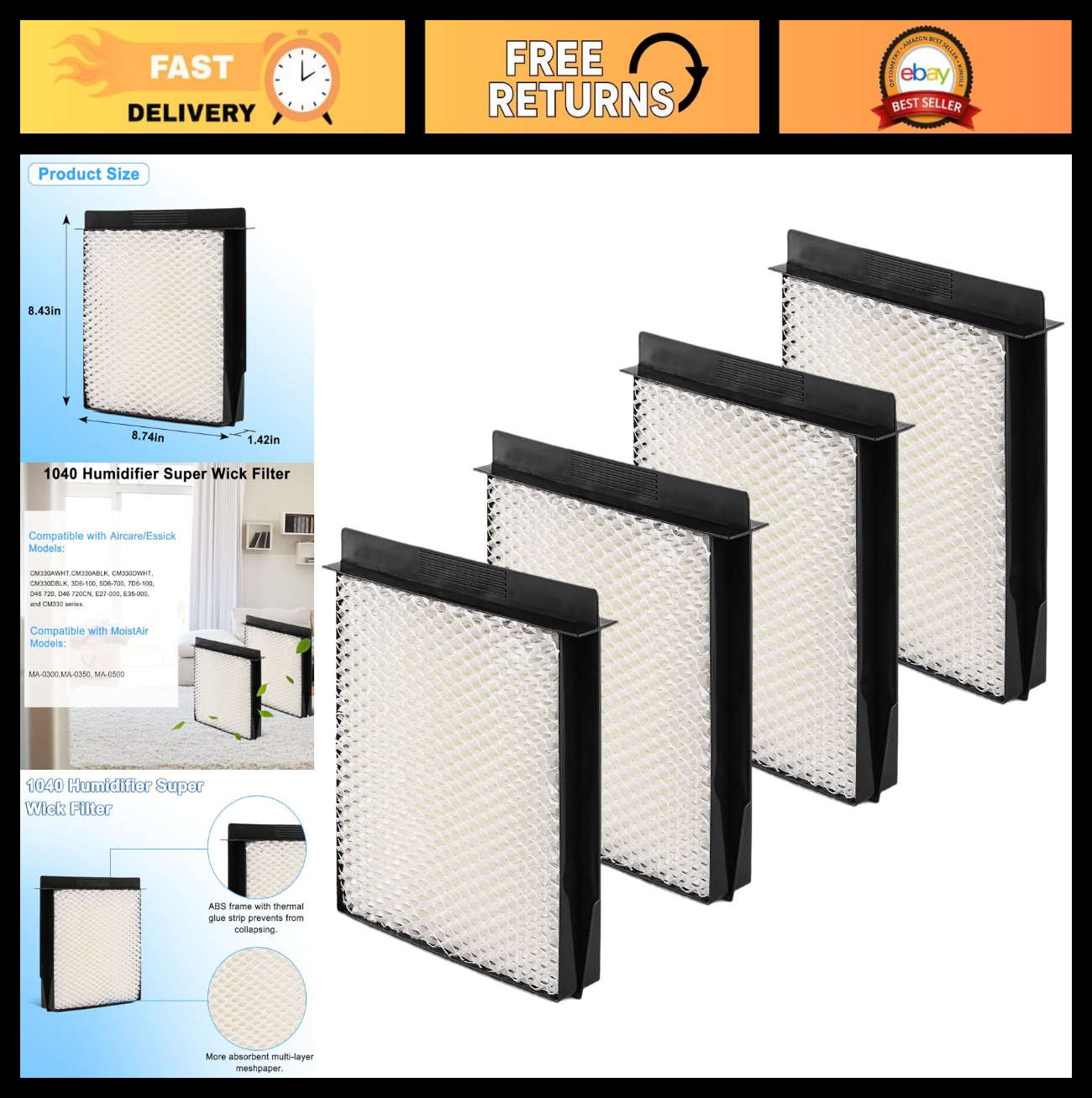 Filter Compatible With Aircare, Essick & Moistair - 4