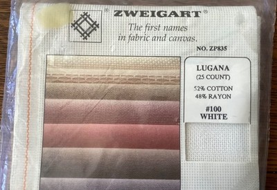 ZWEIGART 25 Count LUGANA WHITE 52% Cotton 48% Rayon 18x21  Cross Stitch Fabric