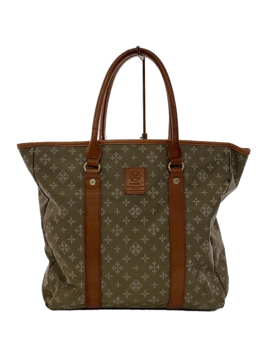 Russet tote bag with BEG all-over print design