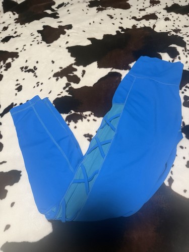 Buff Bunny Women's Size Medium Blue Cross My Heart Mesh Leggings