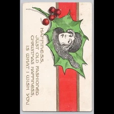 Antique Postcard Happiness Old Fashioned Christmas Greetings Winfield Kansas