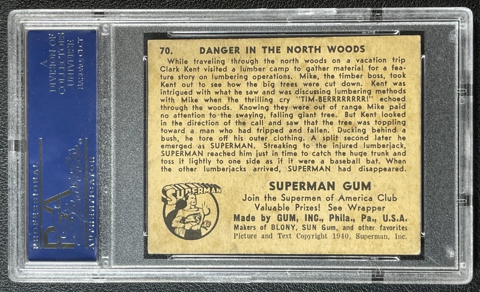 DANGER IN THE NORTH WOODS PSA 4 1940 GUM INC. SUPERMAN (R145) #70 - Image 2 of 2