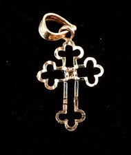 14K Yellow Gold Micro Cross Charm Pendant for Infant Baby Toddler