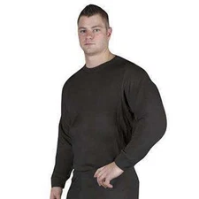 Military Style Black Polypropylene Thermal Crewneck Undershirt-NEW-Made in USA!