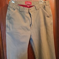Coleman Men's Beige Canvas Insulated Workwear Pants Size 34 Regular Fit