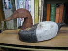VTG WOOD DUCK HUNTING WORKING CANVASBACK DRAKE DECOY ORIG PAINT GLASS EYES 16"