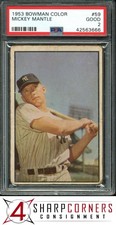 1953 BOWMAN COLOR #59 MICKEY MANTLE YANKEES HOF PSA 2 SET BREAK