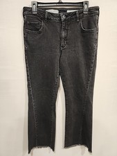Pilcro and The Letterpress Anthropologie High-rise Flare Size 30 Black Raw Hem