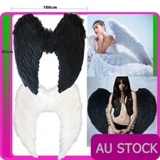 100 80cm Feather Wings White Angel Fairy Black Devil Wing Halloween Costume