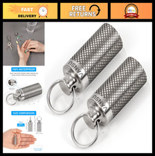 Waterproof Titanium Keychain Pill Holder - Portable Mini Pill Box Case 2 Pack