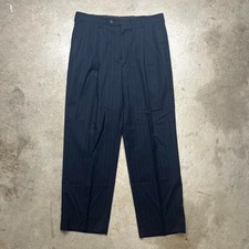 Vintage 80s Pleated Trousers Navy blue pinstripe 34x31 talon zipper