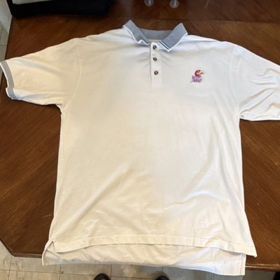 Active by Discount Athletic Polo Shirt XL White Embroidered Jayhawk Logo Men's