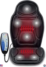 Snailax Heated Massage Seat Cushion - Back Massager with 6 Nodes & Dual Heat