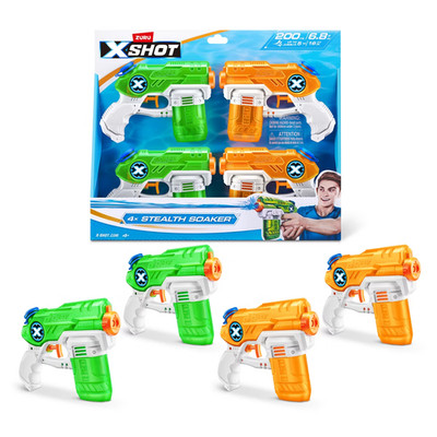 XSHOT Water Stealth Soaker 4pk Water Blasters by ZURU: Kids Ages 5+ Plastic Toy