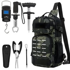 7Pcs Fishing Backpack with Fishing Pliers Kit, Tactical Fish Sling Tackle Bag...