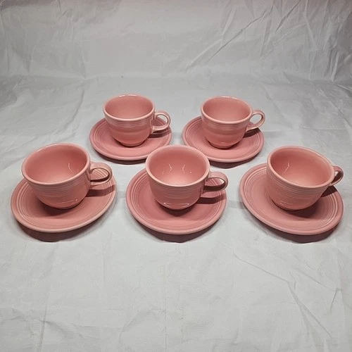 Vintage Pink Fiesta Cup & Saucer Sets - Homer Laughlin Fiestaware