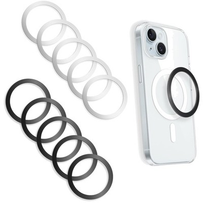 Selbstklebende Metallringe in Silber und Schwarz - 10 Stück für Handyhalterungen