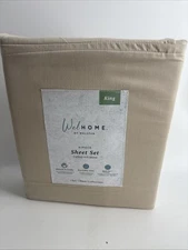 WELHOME WELSPUN 4 PC KG SHEET SET, 70% COTTON RICH BLEND, 320 TC OYSTER GRAY NIB