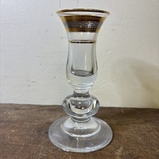 Vintage Gold Rimmed And Gold Etched Glass Candlestick Holder