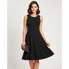 CYNTHIA ROWLEY S Little Black Dress Fit & Flare Keyhole Back Kelly Green Lining