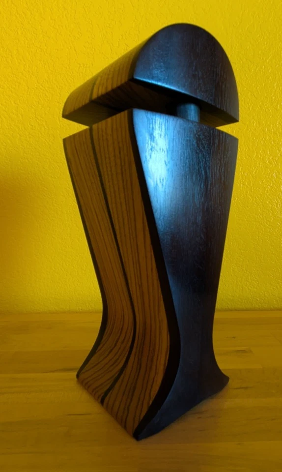 Solid (3 lbs.) handmade real wood Black Hornbeam and Walnut headphone stand - Image 4 of 4