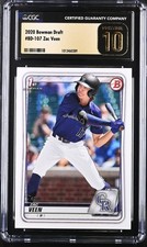 2020 BOWMAN DRAFT ZAC VEEN #BD-107 CGC 10 BLACK LABEL PRISTINE ~ POP:9