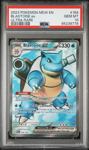 Pokémon Scarlet & Violet 151 Blastoise EX English Card 184/165 PSA 10 GEM MINT