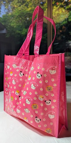 CUTE! Never Used HELLO KITTY REUSEABLE TOTE BAG Plastic SANRIO Japan PANDA BEARS