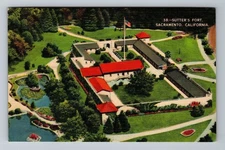 Sacramento CA-California, Sutter's Fort, Air View, Vintage Postcard