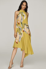 New By Anthropologie Victoria Poveda 100% Silk Halter Midi Dress  L NWT