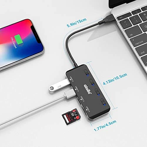 USB SD Card Reader, USB Hub with Sd/Micro SD Card Reader, USB Splitter with 3 U